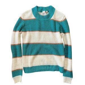 Roxy Soft and warm striped sweater in white and green, featuring a relax…